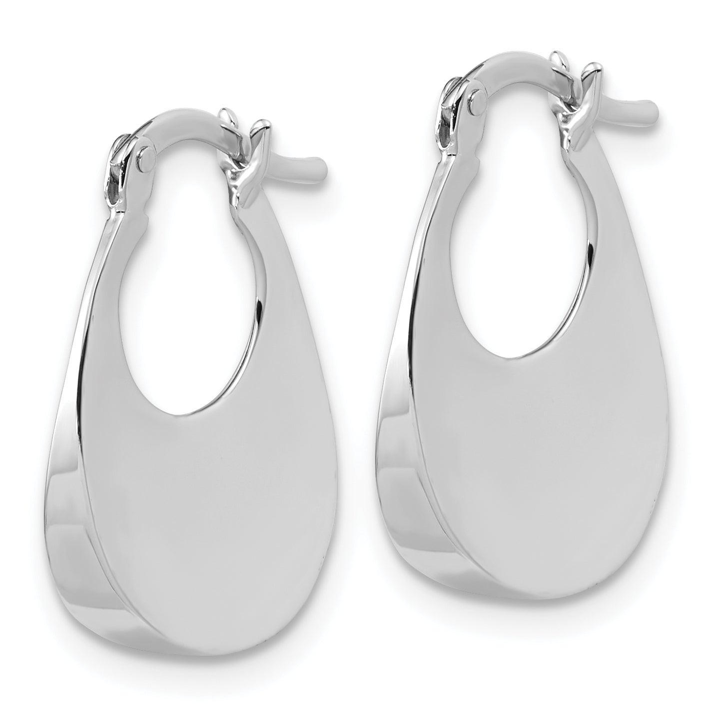 14K White Gold Polished Fancy Oval Hoop Earrings Secondary image