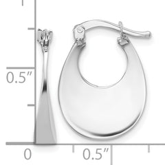 14K White Gold Polished Fancy Oval Hoop Earrings