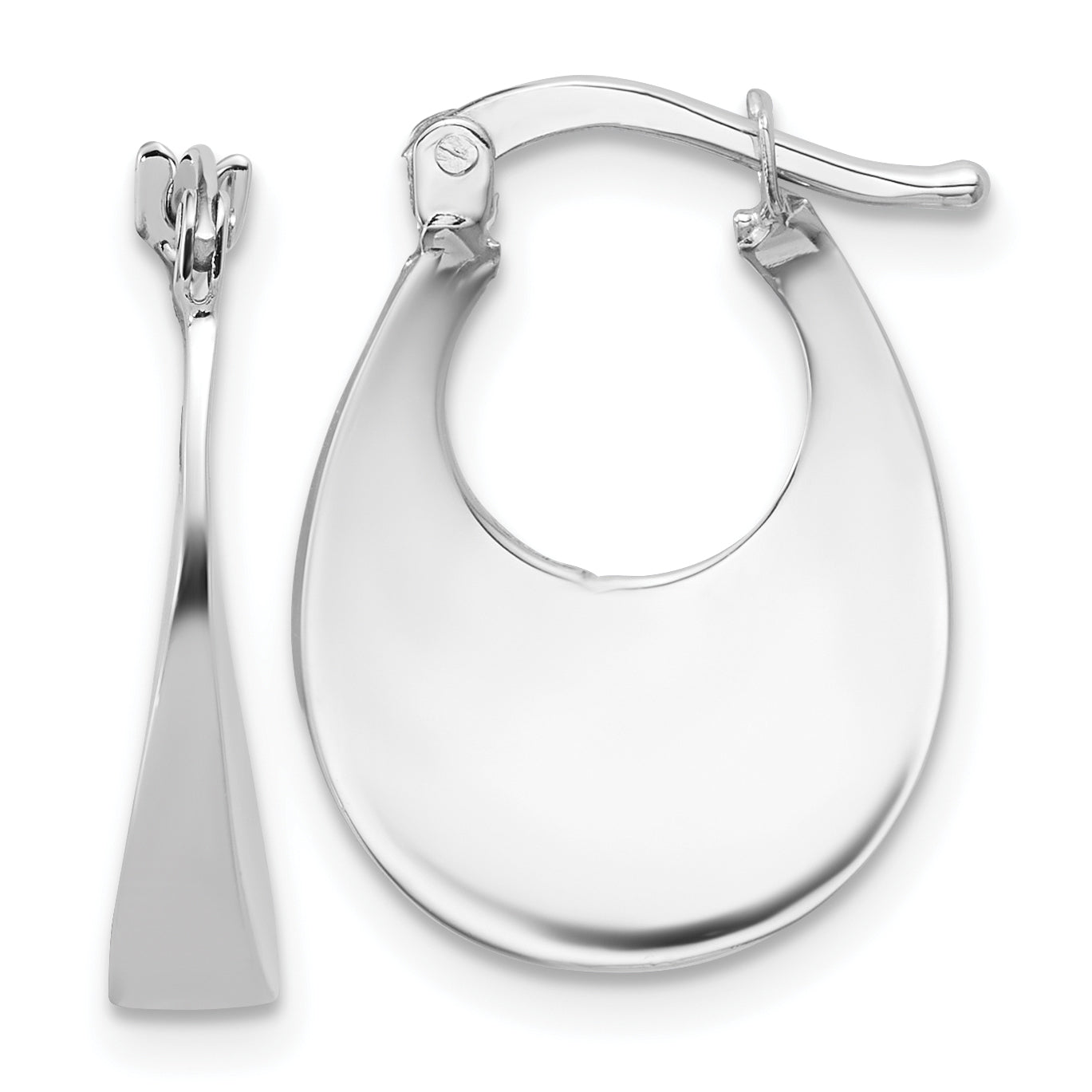 14K White Gold Polished Fancy Oval Hoop Earrings