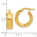 14K Polished and Grooved Hoop Earrings