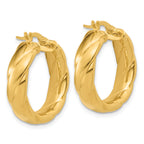 14K Polished and Grooved Hoop Earrings