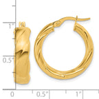 14K Polished and Grooved Hoop Earrings