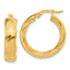 14K Polished and Grooved Hoop Earrings
