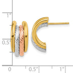 14K w/Rhod/Rose Gold-plat Polished/Twisted J-Hoop Post Earrings