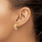 14K w/Rhod/Rose Gold-plat Polished/Twisted J-Hoop Post Earrings