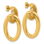 14K Polished and Brushed Oval  Dangle Post Earrings