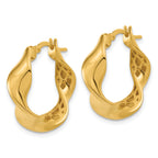 14K Polished Wavy Hoop Earrings