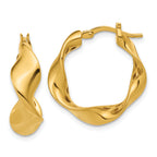 14K Polished Wavy Hoop Earrings