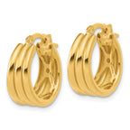 14K Polished and Grooved Hoop Earrings