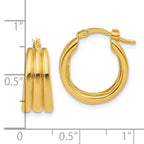 14K Polished and Grooved Hoop Earrings