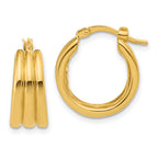 14K Polished and Grooved Hoop Earrings