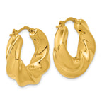 14K Polished Puffed and Twisted Hoop Earrings