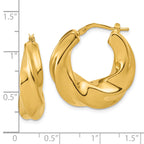 14K Polished Puffed and Twisted Hoop Earrings
