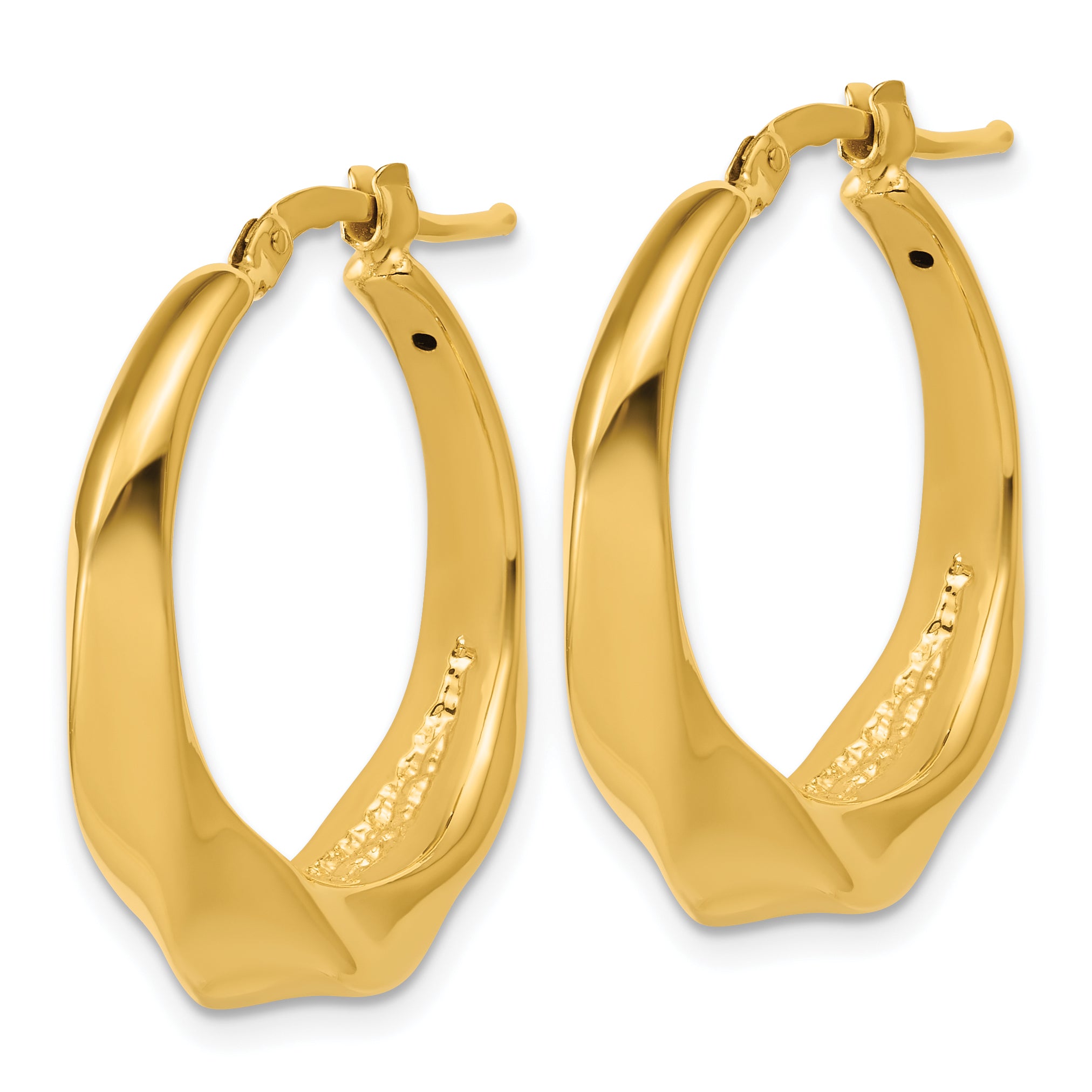 14K Polished Twisted Hollow Hoop Earrings