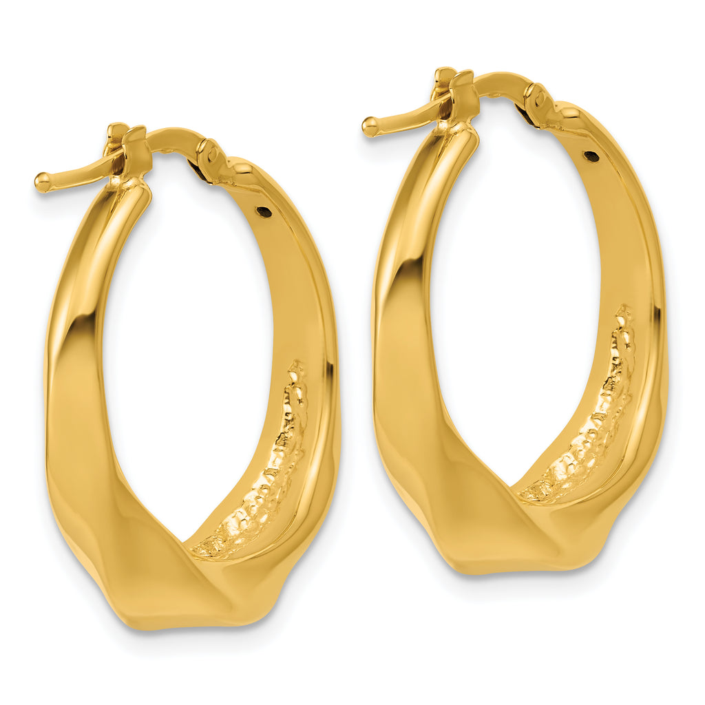 14K Polished Twisted Hollow Hoop Earrings