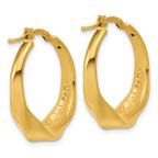 14K Polished Twisted Hollow Hoop Earrings