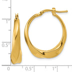 14K Polished Twisted Hollow Hoop Earrings