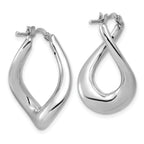 14K with White Rhodium Plating Polished Twist Hoop Earrings