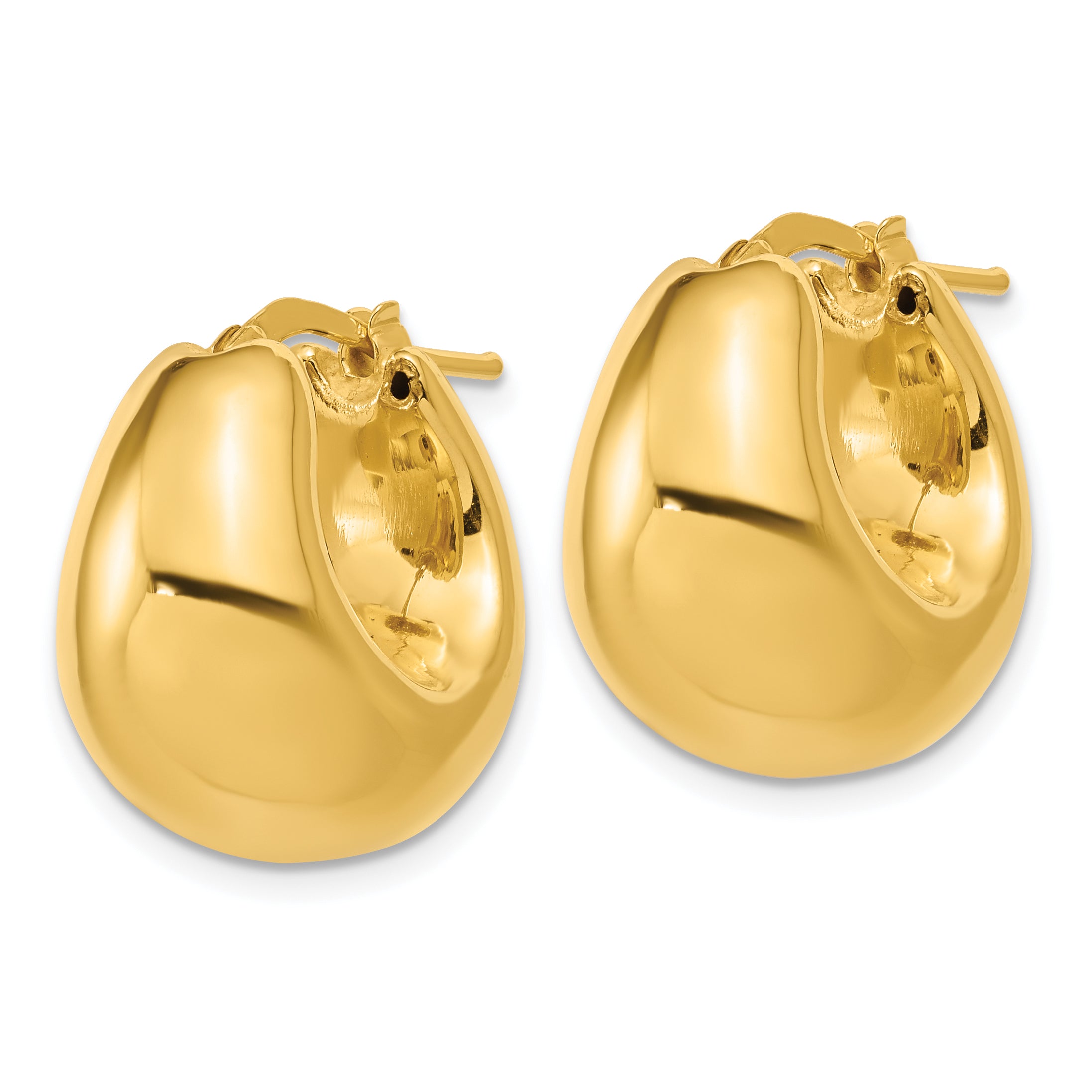 14K Polished Hollow Puff Hoop Earrings