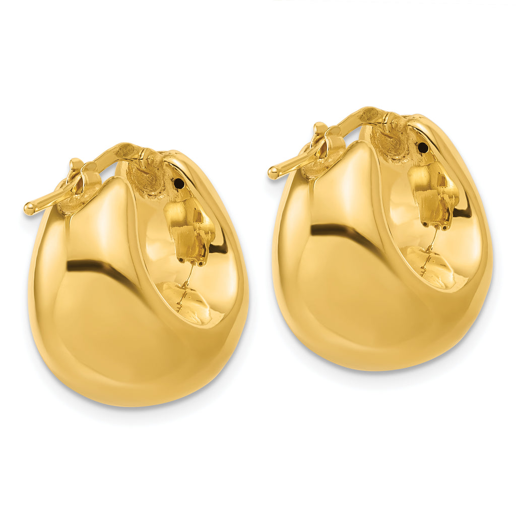 14K Polished Hollow Puff Hoop Earrings