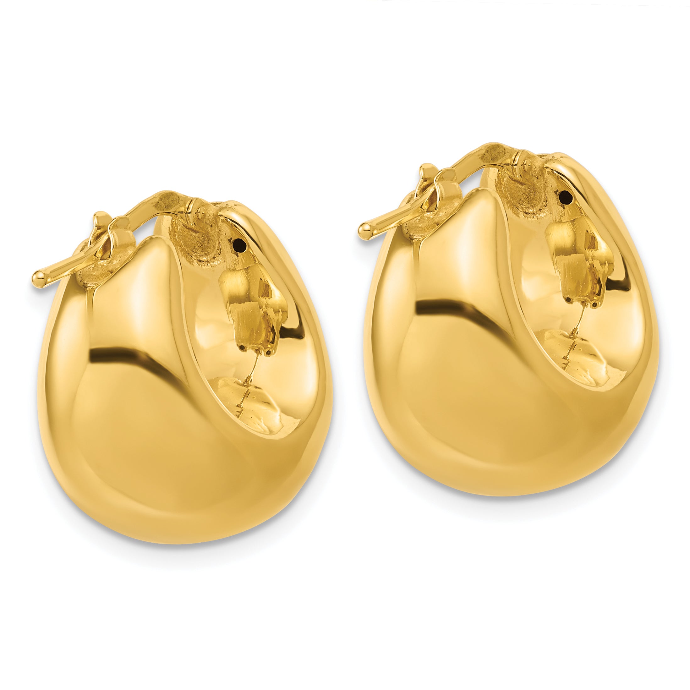 14K Polished Hollow Puff Hoop Earrings
