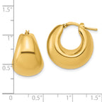 14K Polished Hollow Puff Hoop Earrings