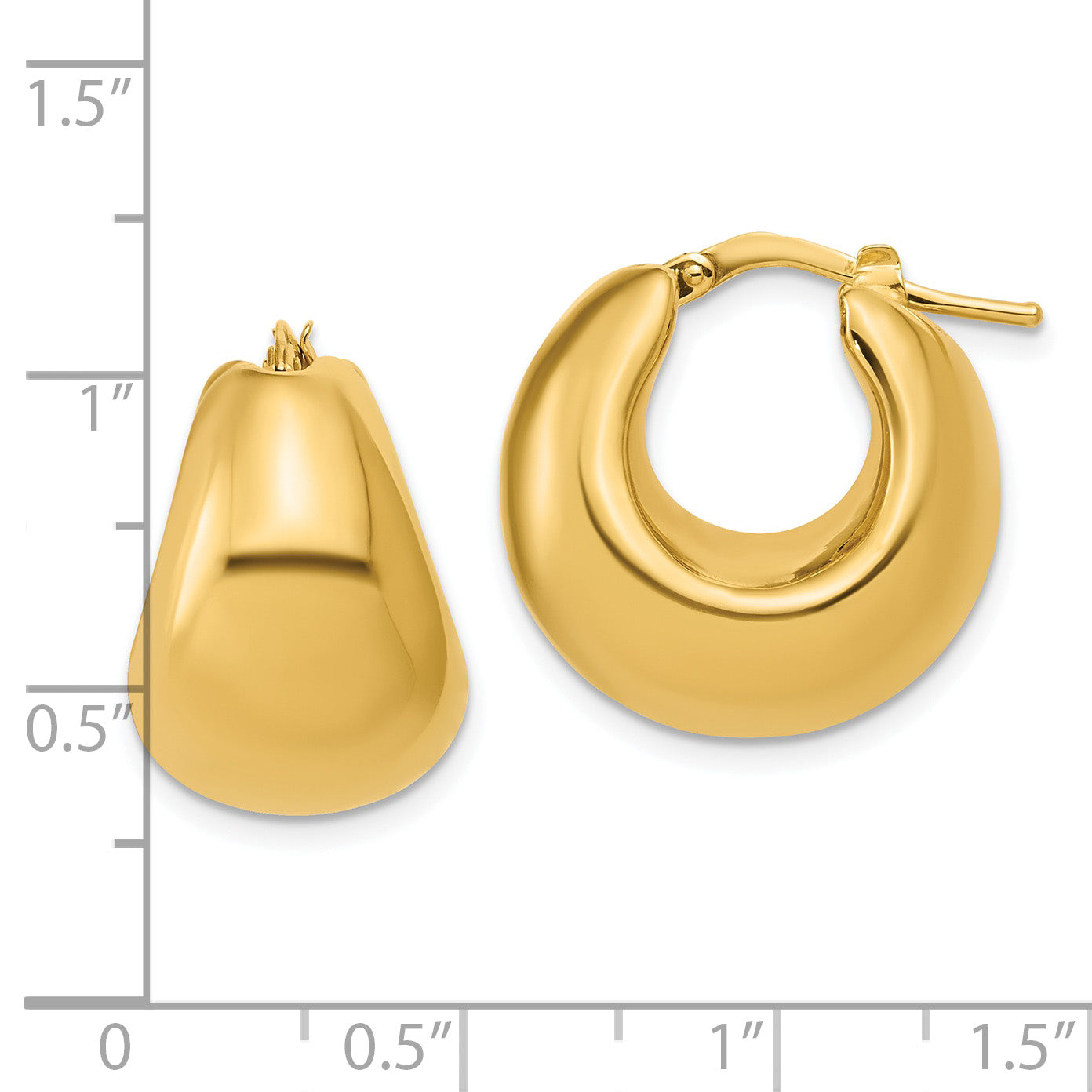 14K Polished Hollow Puff Hoop Earrings