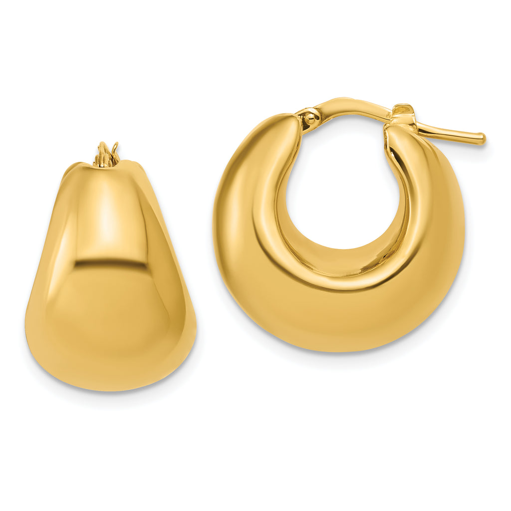 14K Polished Hollow Puff Hoop Earrings