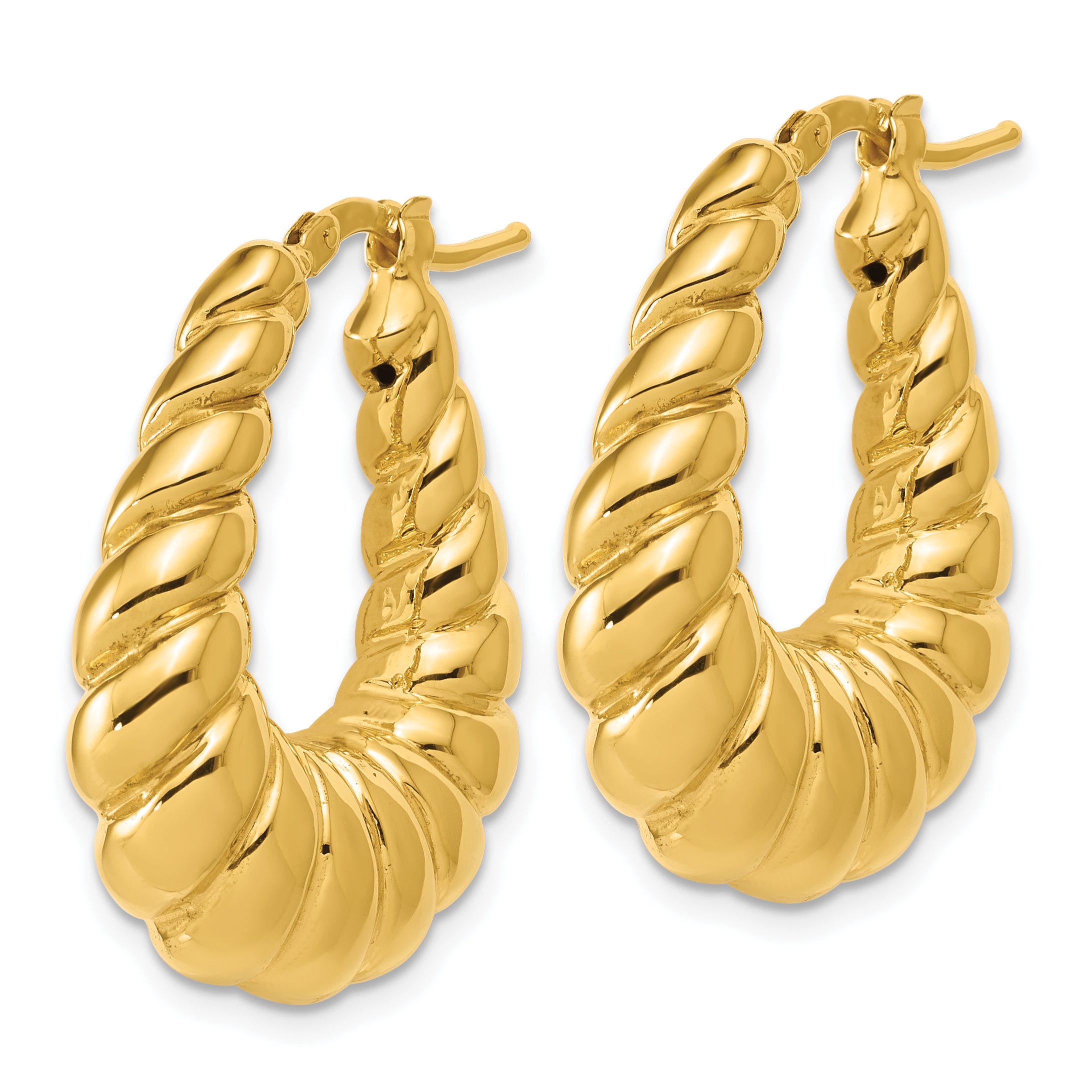 14K Polished Scallop Oval Hoop Earrings Secondary image