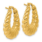 14K Polished Scallop Oval Hoop Earrings