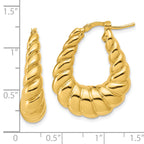 14K Polished Scallop Oval Hoop Earrings