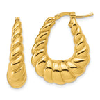 14K Polished Scallop Oval Hoop Earrings