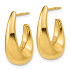 14K Polished Hollow J-Hoop Post Earrings