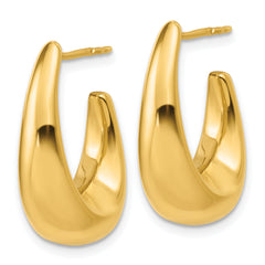 14K Polished Hollow J-Hoop Post Earrings