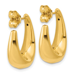 14K Polished Hollow J-Hoop Post Earrings