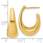 14K Polished Hollow J-Hoop Post Earrings