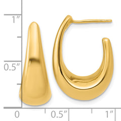14K Polished Hollow J-Hoop Post Earrings