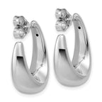 14K w/Wht Rhodium Plating Polished Hollow J-Hoop Post Earrings