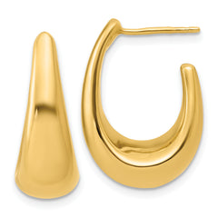 14K Polished Hollow J-Hoop Post Earrings
