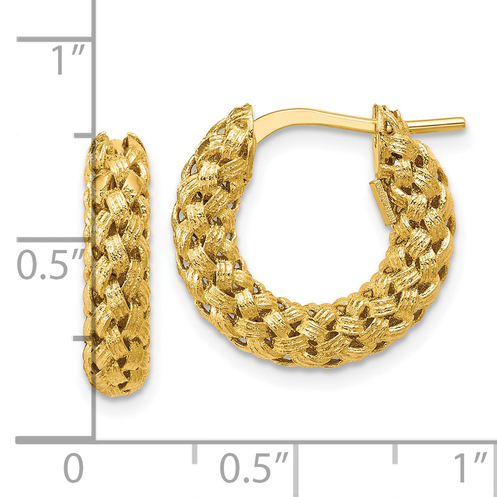 14K Polished and Textured Woven Hoop Earrings