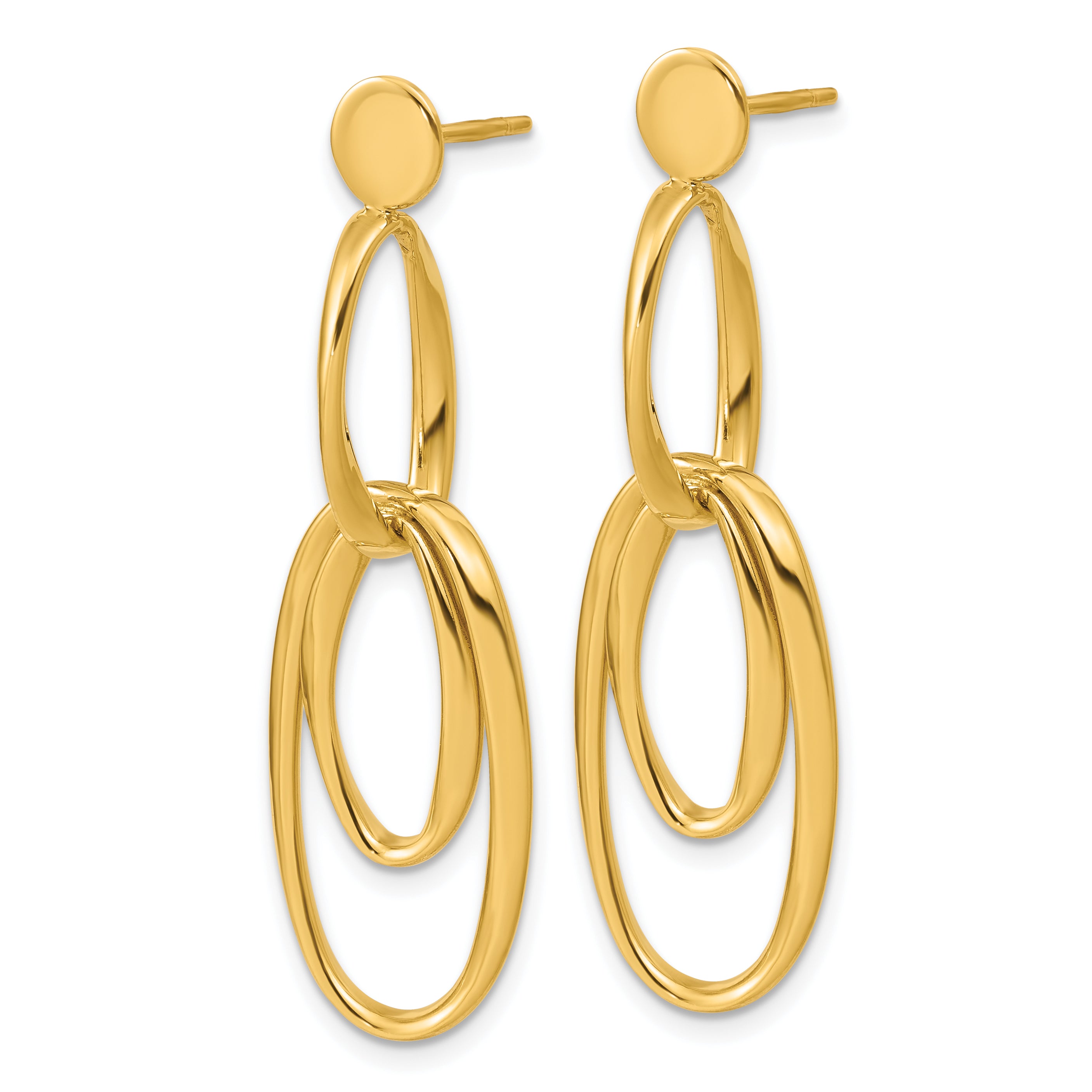 14K Polished Oval Dangle Post Earrings Secondary image