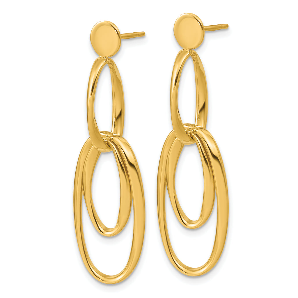 14K Polished Oval Dangle Post Earrings