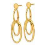 14K Polished Oval Dangle Post Earrings