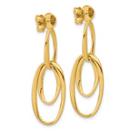 14K Polished Oval Dangle Post Earrings