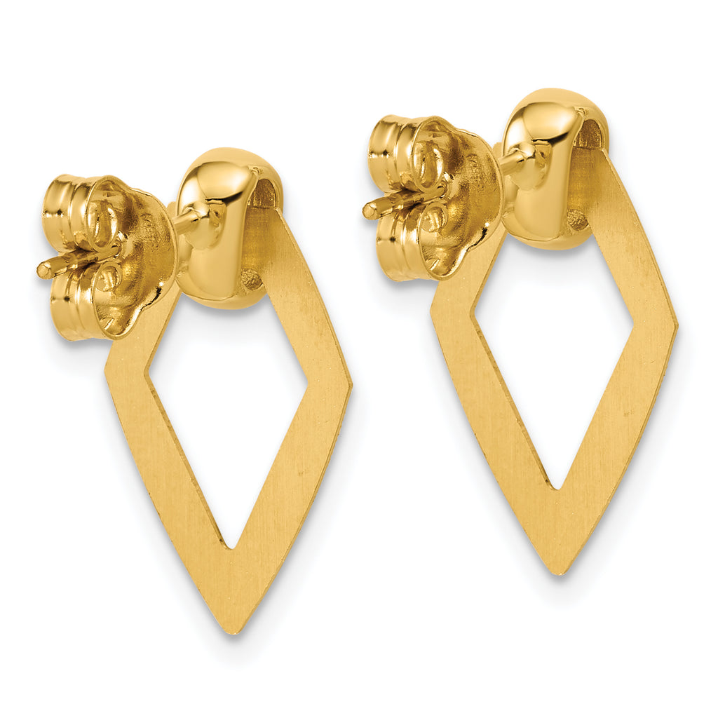 14K Polished Diamond shape Dangle Post Earrings