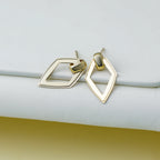 14K Polished Diamond shape Dangle Post Earrings