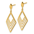 14K Polished Diamond Shape Dangle Post Earrings