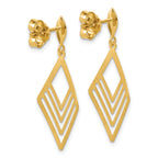 14K Polished Diamond Shape Dangle Post Earrings