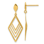 14K Polished Diamond Shape Dangle Post Earrings