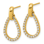 14K w/RH-plating Polished Teardrop Dangle Post Earrings